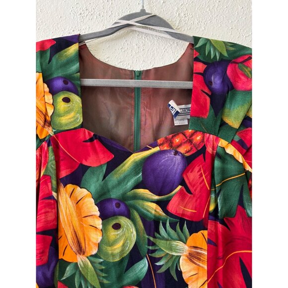 Vintage Jessica Howard Womens Tropical Fruit Print Dress Short Sleeves Mid-Lengt - Picture 5 of 13